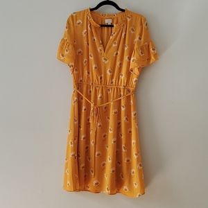 Loft Yellow Floral Flowy Dress